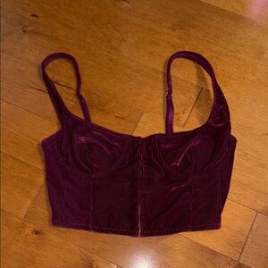 Urban Outfitters Velvet Crop Top - Burgundy